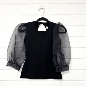 Elegant Black Sheer Sleeve Top
